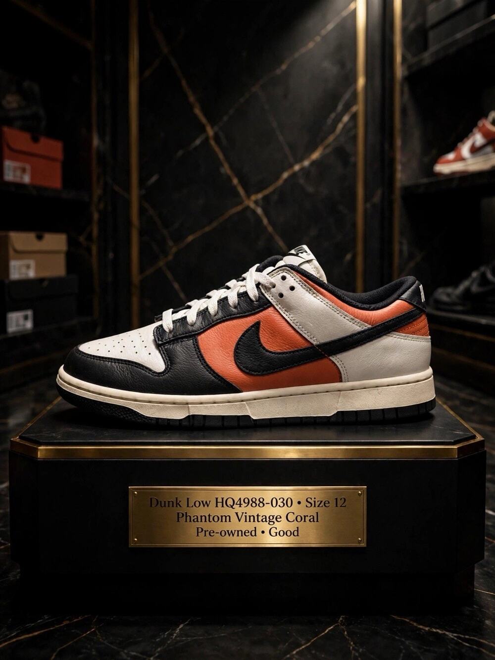 Size 12 Nike Dunk Low Retro Phantom Black Vintage Coral HQ4988-030